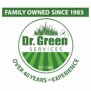 Dr. Green Services logo showing family-owned lawn care company established in 1985 with over 40 years of experience