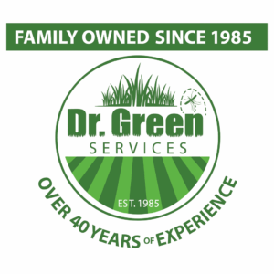 Graphic highlighting Dr. Green Services as a family owned lawn care company with over 40 years of experience since 1985.