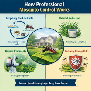 professional mosquito control explained through biology, habitat management, and targeted treatments