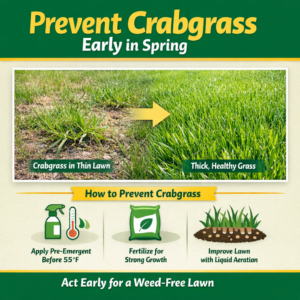 Prevent crabgrass by applying early treatments and maintaining thick healthy lawn growth